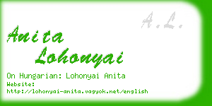 anita lohonyai business card
